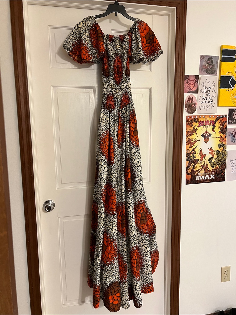 Women’s Orange Floral Jumpsuit with Flare Sleeves